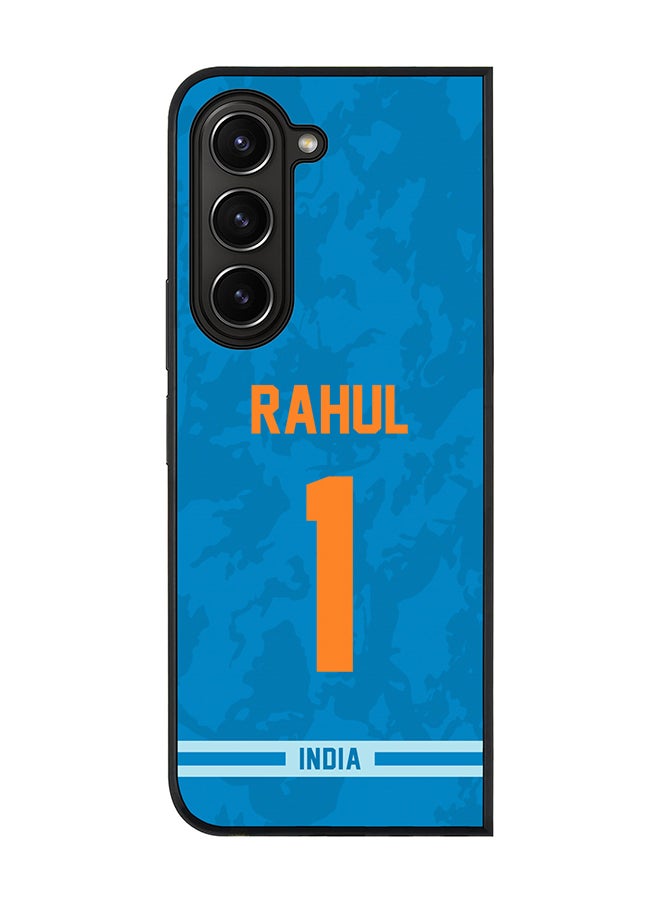 Cover for Samsung Galaxy Z Fold5 Case, Rugged Black Slim Fit Soft Flexible Thin Protective Phone Cases - Player Name - KL Rahul, Jersey Number- 1