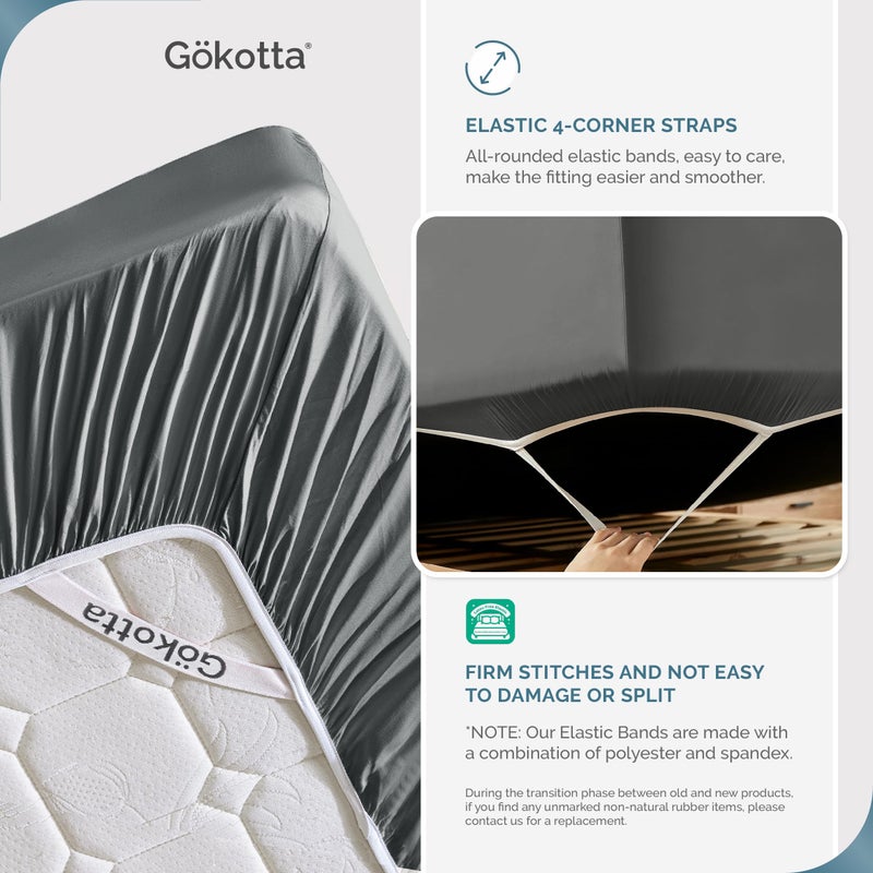 Gokotta 100 ٪ Bamboo Rayon Sheet Sheet Size مع حالات وسادة 300 TC Super Super Tove Breathable Sheet Sheet Size مع 4 أحزمة زاوية مرنة - 16 "" جيب King Bed Sheet Set - Image 2