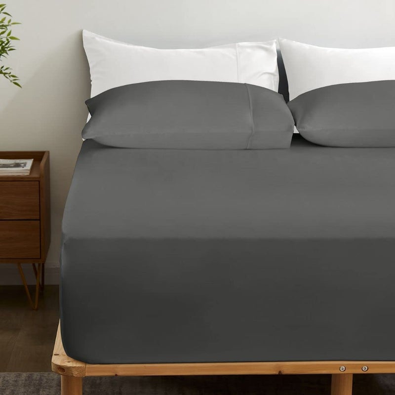 Gokotta 100 ٪ Bamboo Rayon Sheet Sheet Size مع حالات وسادة 300 TC Super Super Tove Breathable Sheet Sheet Size مع 4 أحزمة زاوية مرنة - 16 "" جيب King Bed Sheet Set - Image 1