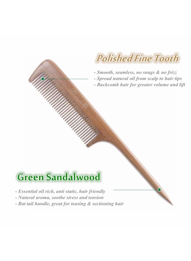 Breezelike Hair Combs - Sandalwood Fine Tooth Comb - No static Natural Aroma Wooden Tail Comb for Women - Image 3