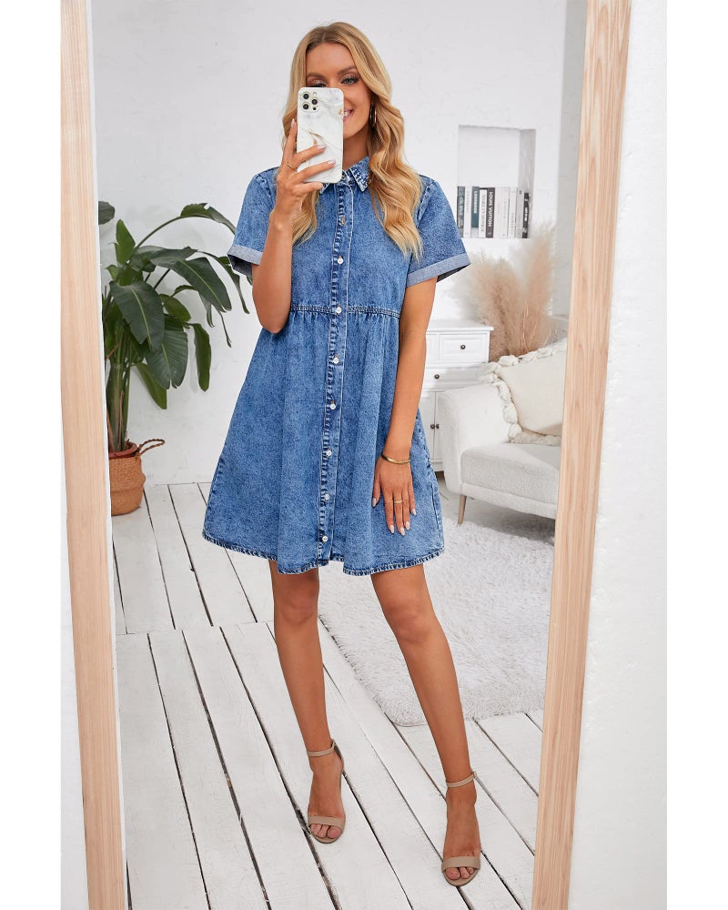 GRAPENT Womens Dresses Casual Summer Blue Dress Women Formal Dress for Women Elegant Casual Beach Dresses Womens Dresses with Sleeves Color Reef Blue Size Small Size 4 Size 6 - Image 3