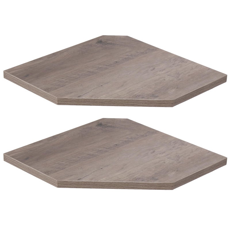 Corner Shelf Wall Mount Floating Corner Shelves Set of 2 Corner Wall Shelf Organizer Rustic Wood Wall Storage Display Shelves for Living Room Bedroom Bathroom Kitchen Rustic Grey