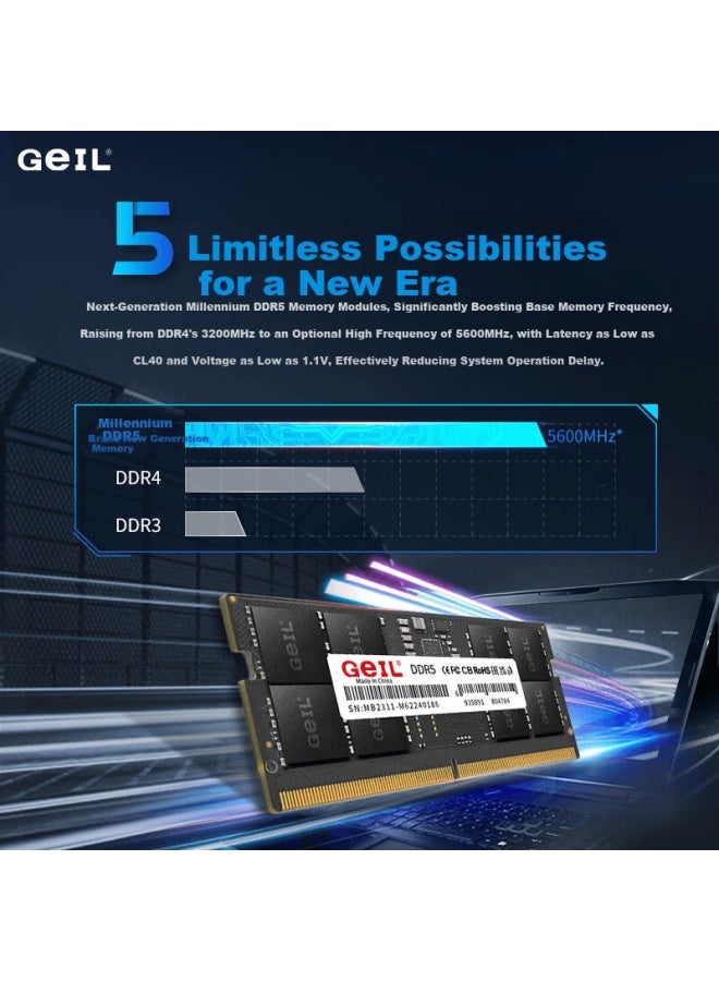 Geil Jinbang 32gb Ddr5 5200 Laptop Memory Module Millennium Series - Image 3