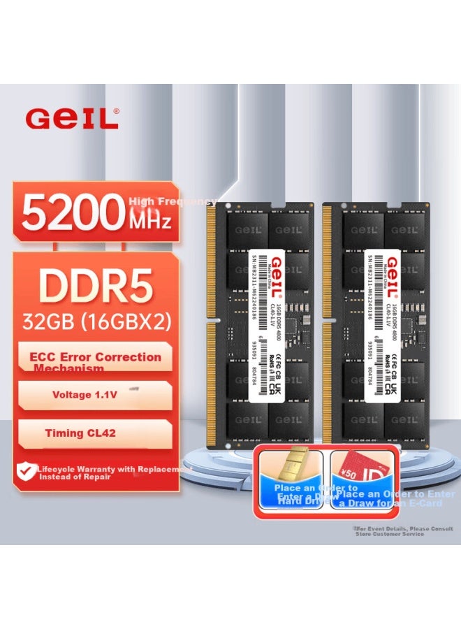 Geil Jinbang 32gb Ddr5 5200 Laptop Memory Module Millennium Series - Image 1