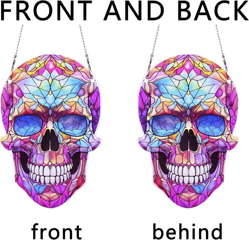 thmnj Skull Halloween Ornaments Colorful Window Hanging Decorations Home Wall Decor for Bedroom Patio Indoor Outdoor - Image 4