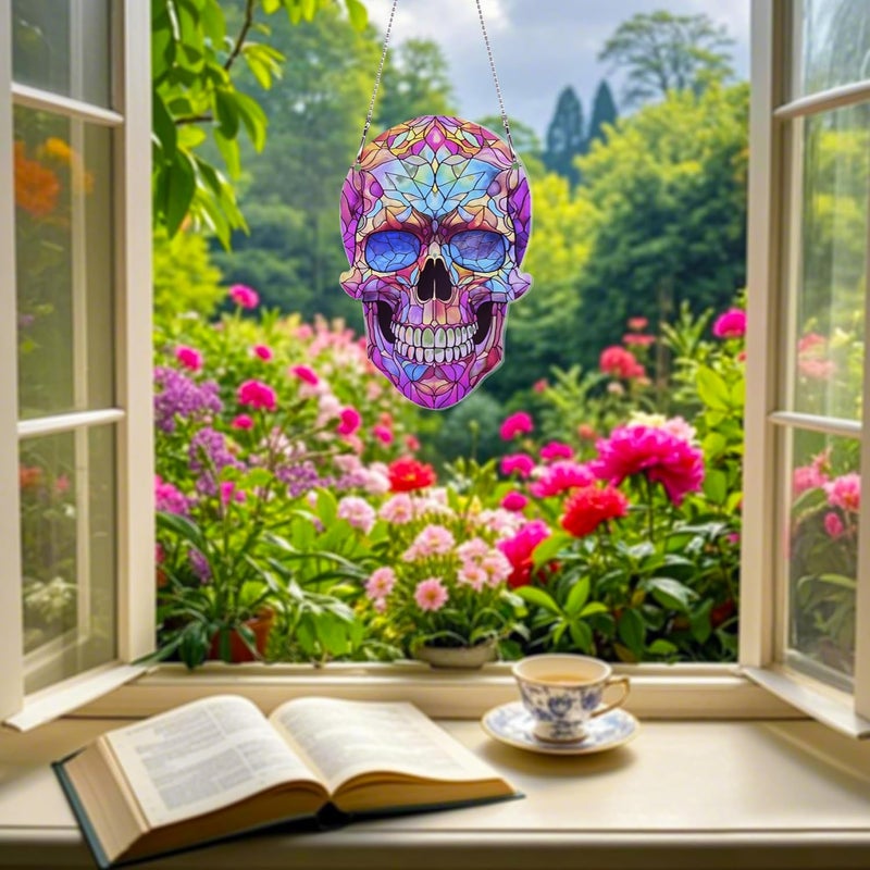 thmnj Skull Halloween Ornaments Colorful Window Hanging Decorations Home Wall Decor for Bedroom Patio Indoor Outdoor - Image 5