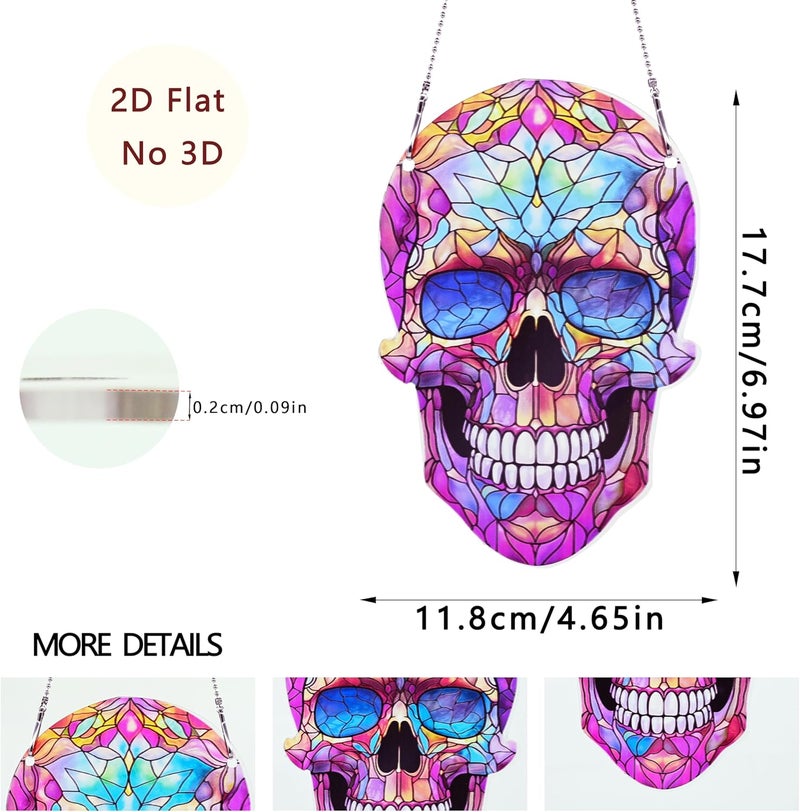 thmnj Skull Halloween Ornaments Colorful Window Hanging Decorations Home Wall Decor for Bedroom Patio Indoor Outdoor - Image 2