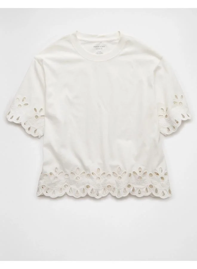 امريكان ايجل تيشيرت  بياقة دائرية وفتحات