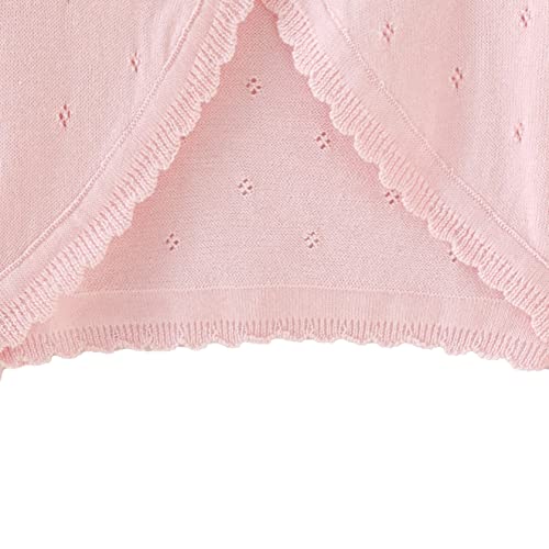 Miccina Toddler Girl Cardigan Sweater Bolero Shrug Baby Little Kids Long Sleeve Dress Up Button Closure Tops Winter Clothes Pink - Image 5
