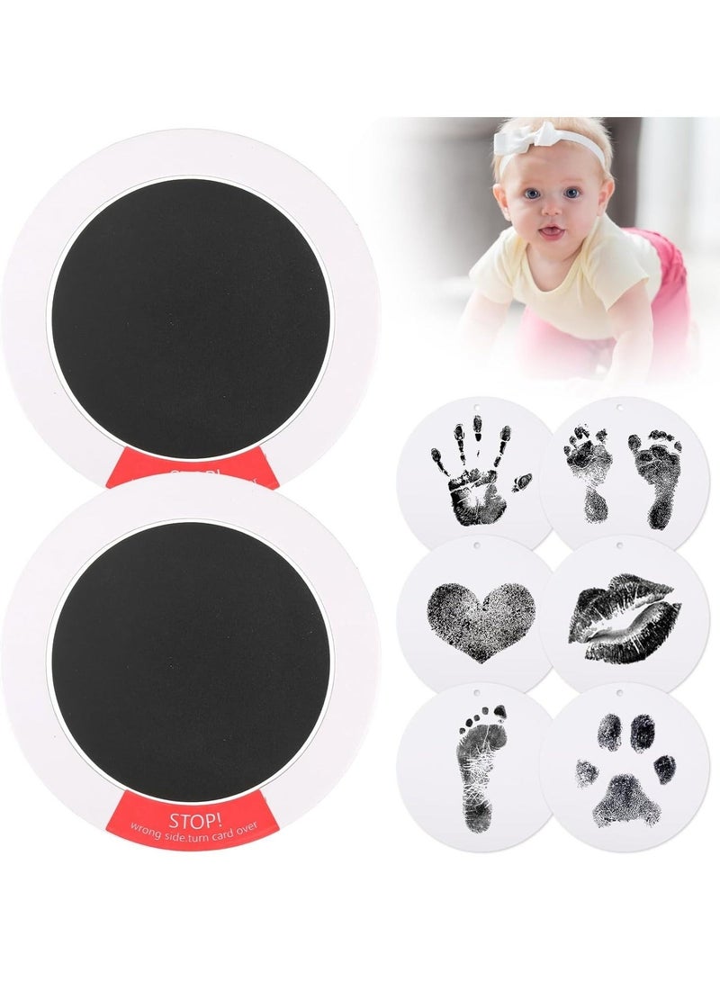 Captaintech Inkless Hand and Footprint Kit - Ink Pad for Baby Hand and Footprints - 2Pcs Clean Touch Ink Pads with 6 Imprint Cards, Doesn’t Touch Skin, Inkless Print Kit Safe Non-Toxic for Newborn Baby, Family - Image 1