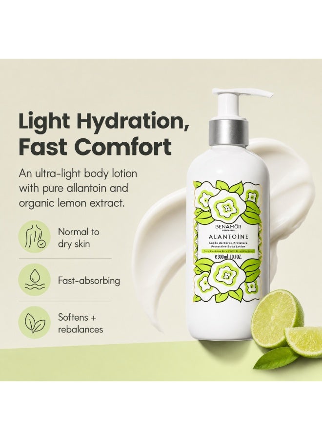 BENAMÕR Alantoine Body Lotion – Lightweight Moisturising Body Lotion with Allantoin, Organic Lemon Extract & Castor Oil | Softening, Refreshing Skin Care – 300ml - Image 2