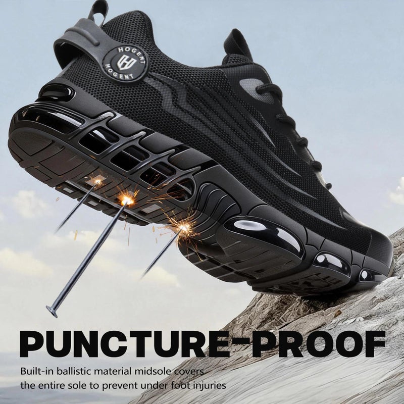 Hogent Steel Toe Shoes for Men Women Comfortable Lightweight Work Shoes Men Puncture Proof Air Cushioned Composite Toe Sneakers for Industrial Construction - Image 3