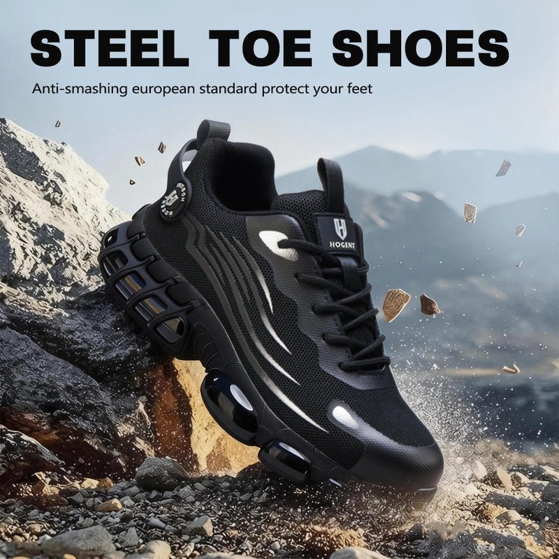 Hogent Steel Toe Shoes for Men Women Comfortable Lightweight Work Shoes Men Puncture Proof Air Cushioned Composite Toe Sneakers for Industrial Construction - Image 2