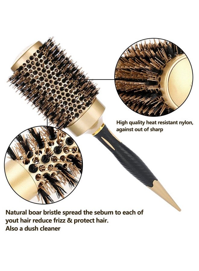 Aozzy Hair Brush, Round Brush Set For Blow Drying - Professional Boar Bristle Hair Styling Brush, Nanothermic-Ion Technology, Vented Ceramic Barrel, For Women - 4 Size Options, Golden - Image 3
