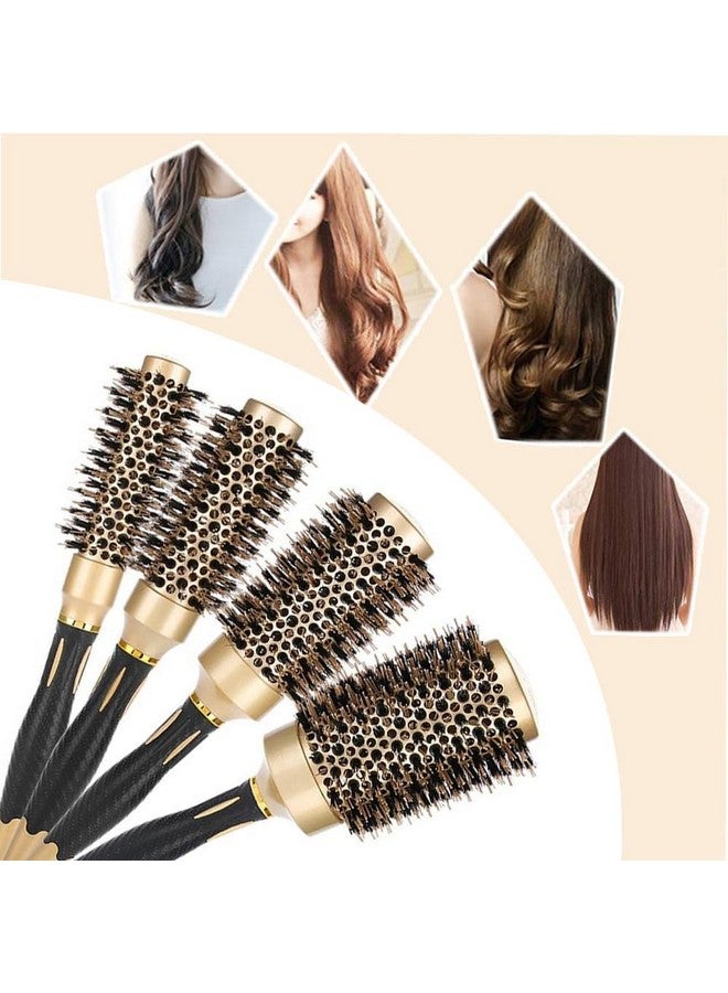 Aozzy Hair Brush, Round Brush Set For Blow Drying - Professional Boar Bristle Hair Styling Brush, Nanothermic-Ion Technology, Vented Ceramic Barrel, For Women - 4 Size Options, Golden - Image 5