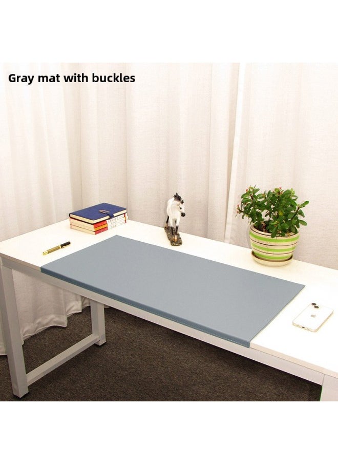 Buckle Hanging Edge Computer Office Writing Desk Pad Folding Edge Elbow Pad Hardened And Thickeneded Lock Line Household Leather Mouse-Color:600x300mm-2.8mm-Pattern:Hanging Edge Gray Mat  - Image 1
