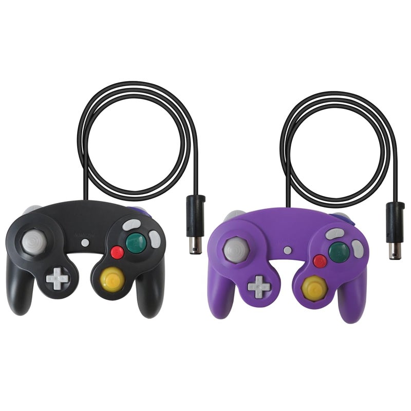 Misimain Upgraded 2 Pack GameCube Controller Plug Play for Wii Ergonomic Design Rumble On Off Black Purple - Image 1