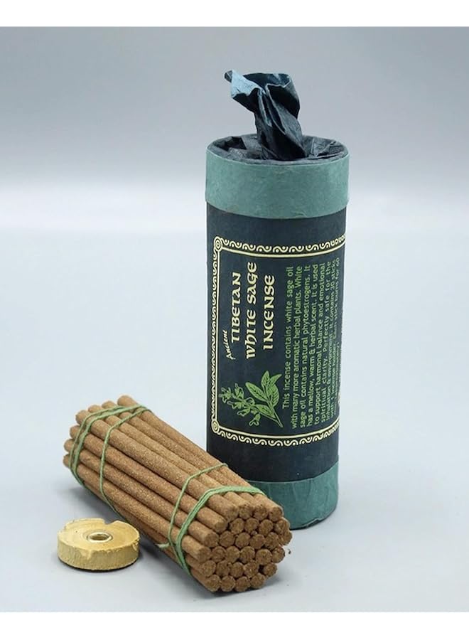 إيروريكس أعواد بخور مريمية بيضاء طبيعية 30 عودًا مصنوعة يدويًا بنسبة 100% مع حامل بخور خشبي، بخور علاجي عطري للصلاة للاسترخاء وتنقية الهواء والعقل والروح والطقوس - Image 1