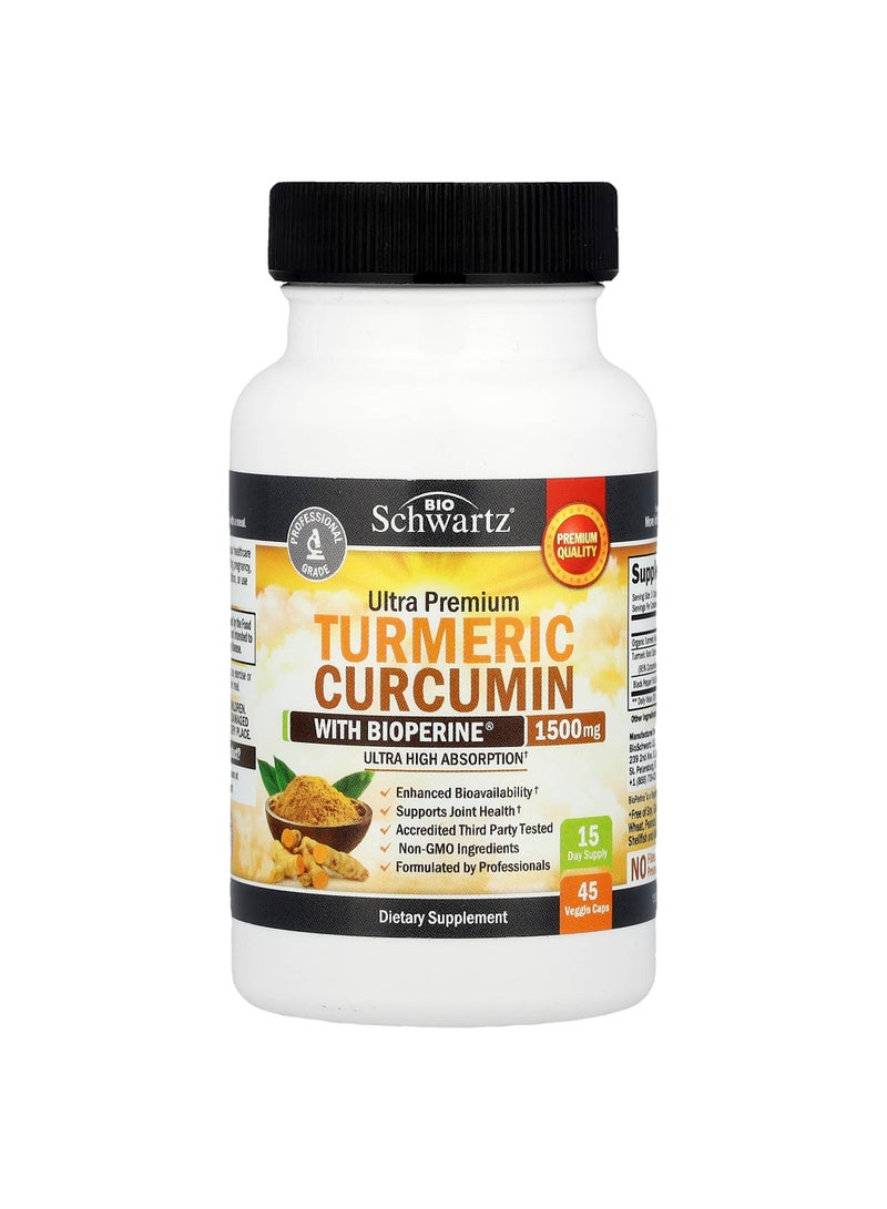 Ultra Premium Turmeric Curcumin With BioPerine®, 45 Veggie Caps