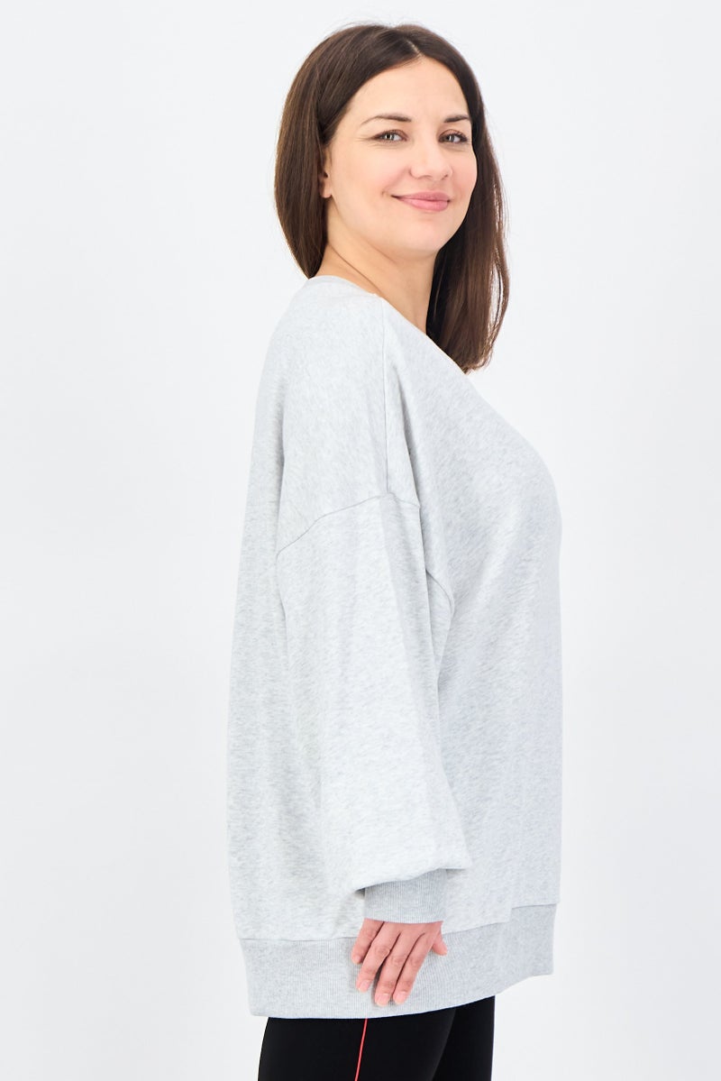 Adidas Women Sportswear Fit Long Sleeve Outdoor Sweatshirt, Grey - Image 3