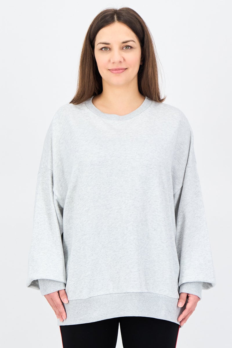Adidas Women Sportswear Fit Long Sleeve Outdoor Sweatshirt, Grey - Image 1