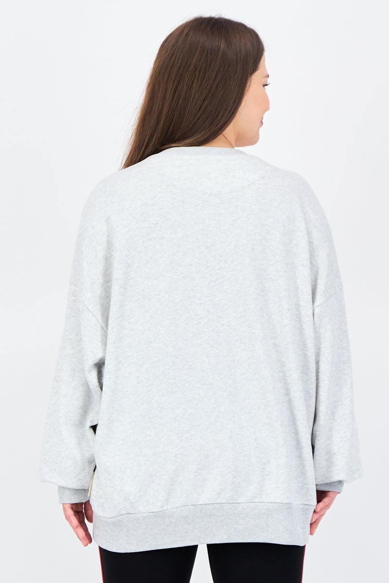 Adidas Women Sportswear Fit Long Sleeve Outdoor Sweatshirt, Grey - Image 4