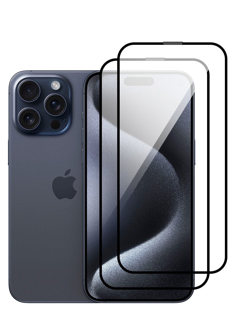 Theodor Pack of 2 Tempered Glass Screen Protector With 9H hardness For APPLE IPHONE 15 PRO 6.1  - Image 1