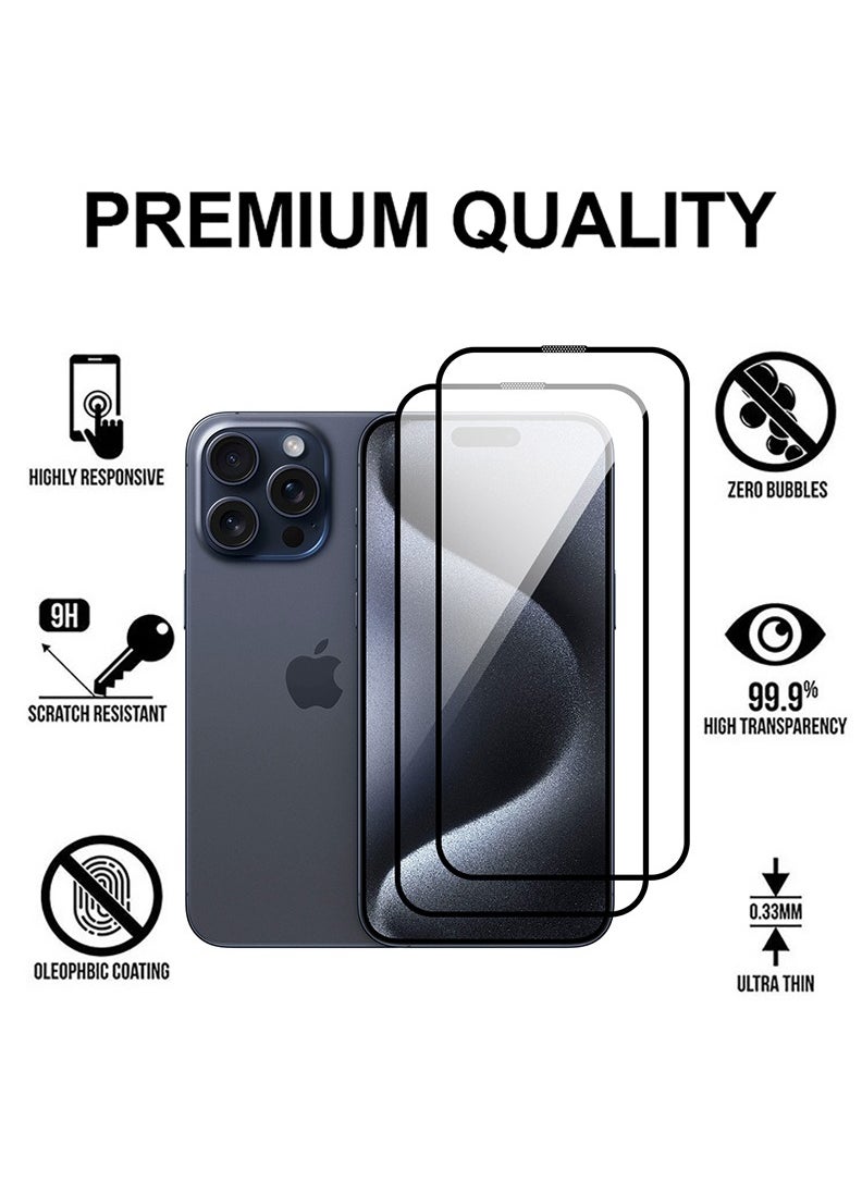 Theodor Pack of 2 Tempered Glass Screen Protector With 9H hardness For APPLE IPHONE 15 PRO 6.1  - Image 2