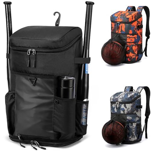 TUGUAN Baseball Backpack for Adults Sports Exercise Training Softball Bat Soccer Coach Basketball Multifunctional Equipment Backpack Bags Shoe Compartment with Hook for Helmet - Image 1