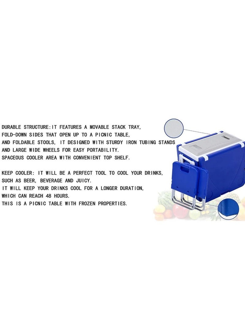 Crony - 28L two-chair plastic incubator with desk and chair Multi-function picnic table with cooling incubator | Blue - Image 1