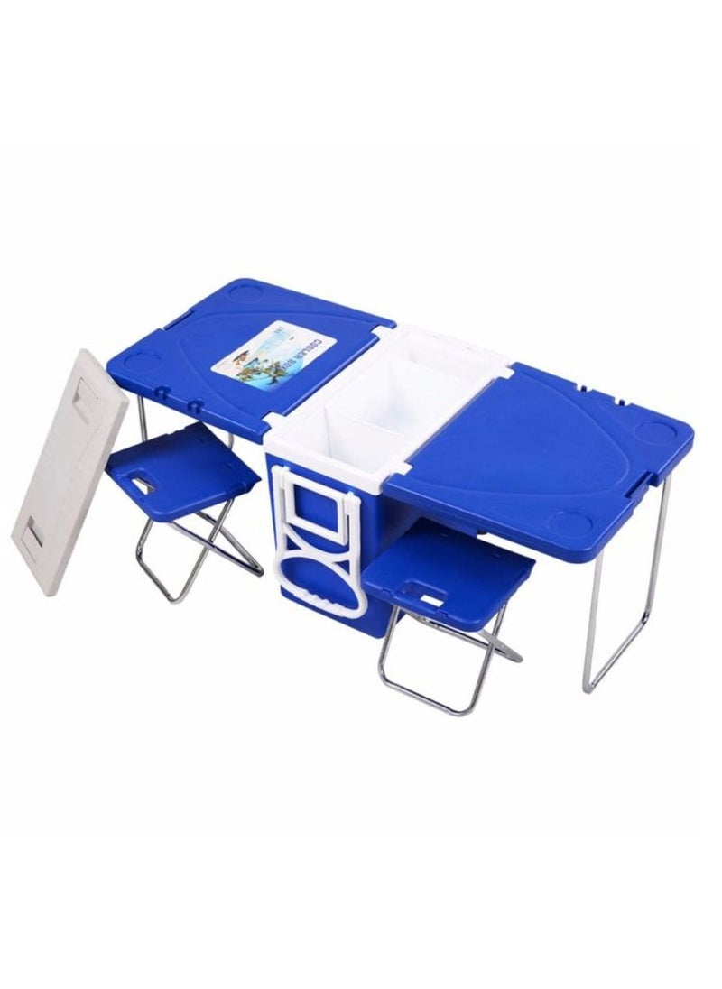 Crony - 28L two-chair plastic incubator with desk and chair Multi-function picnic table with cooling incubator | Blue - Image 1