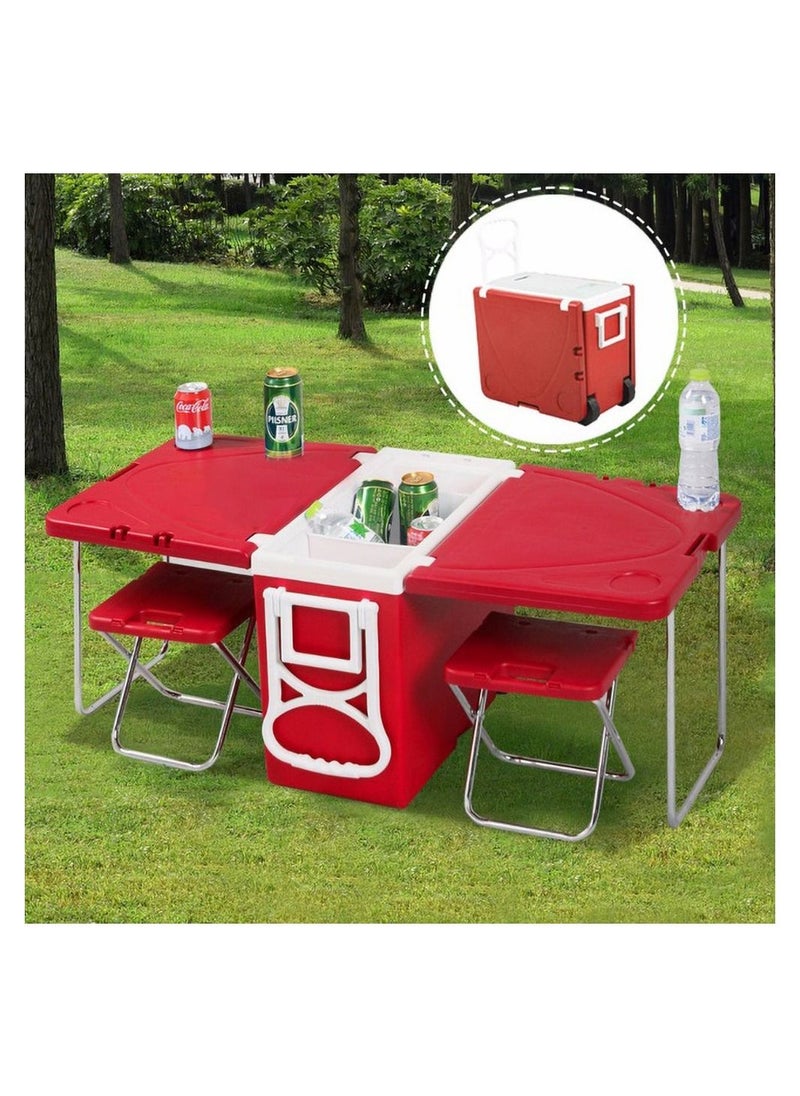 Crony - 28L two-chair plastic incubator with desk and chair Multi-function picnic table with cooling incubator | Blue - Image 1