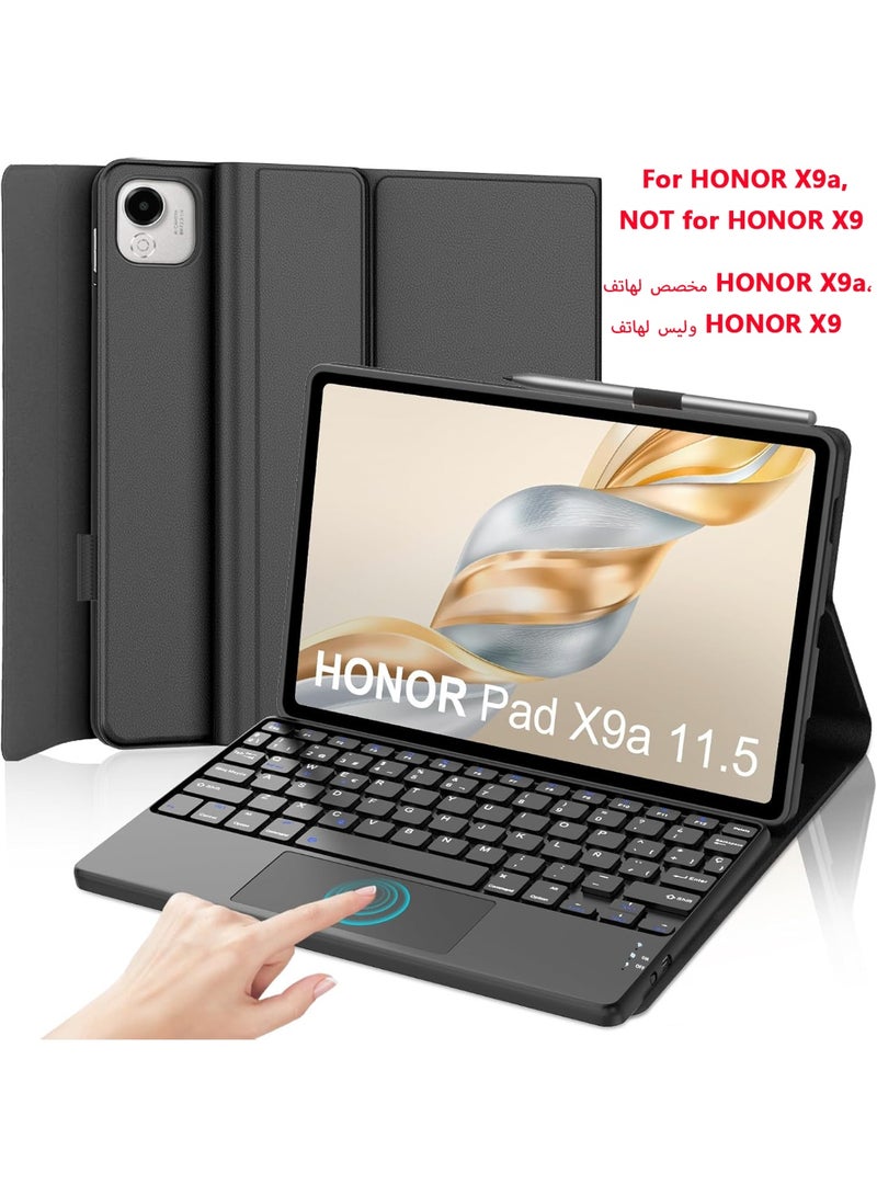 Arabic/English Keyboard Case with Touchpad for Honor Pad X9a 11.5-inch (2025 Model), Detachable Magnetic Bluetooth Trackpad Keyboard, Protective Cover for Honor Pad X9a 11.5 inch with Wireless Keyboard - Image 1