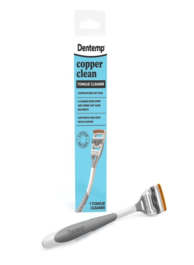 Dentemp Tongue Scraper with Copper Infusion - Bad Breath Eliminator and Oral Care Tool - Ergonomic Handle Design (Pack of 1 - Image 1