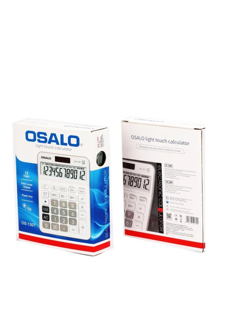 OSALO Calculator OS-130T, Brown/Green, 12 Digits, Plastic Key  - Image 2