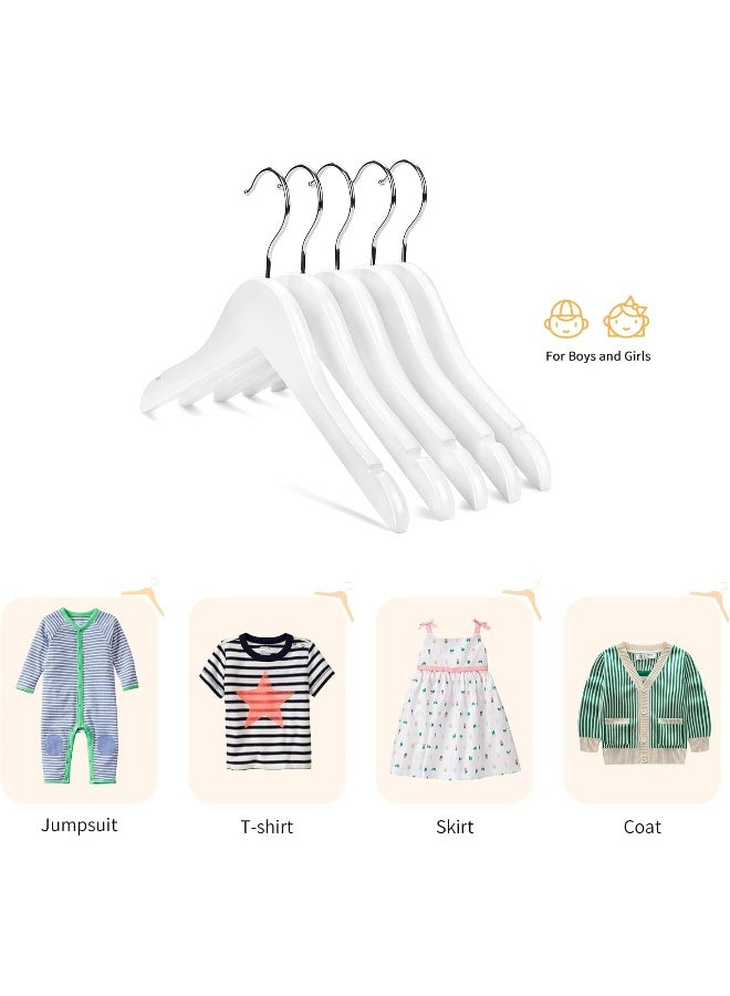 Nature Smile Nature Smile Kids Baby Children Toddler Wooden Shirt Coat Hangers with Notches and Anti-rust Chrome Hook Pack of 10 (White) - Image 3