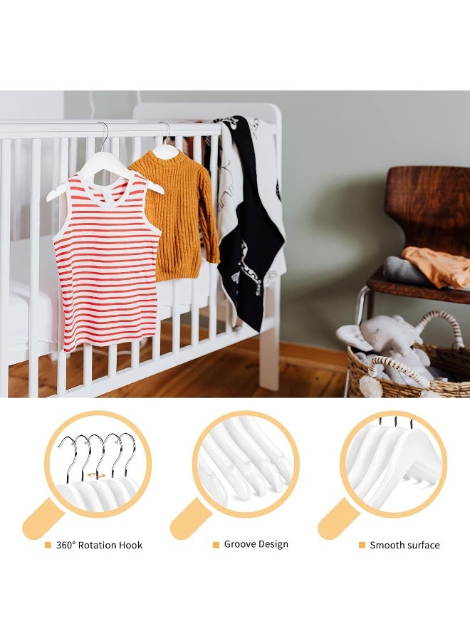 Nature Smile Nature Smile Kids Baby Children Toddler Wooden Shirt Coat Hangers with Notches and Anti-rust Chrome Hook Pack of 10 (White) - Image 4