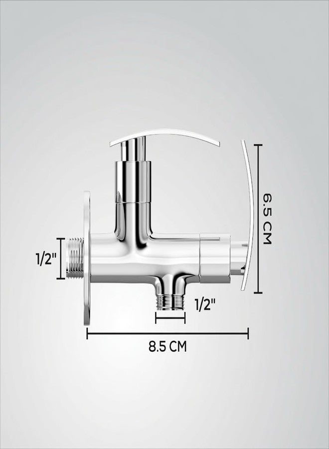 GLOXY Premium 2-in-1 Angle Valve with Chrome Finished Sky Lever - 2 Way Angle Cock with Wall Flange for Bathroom, Wash Basin Taps, Washing Machines - Image 2