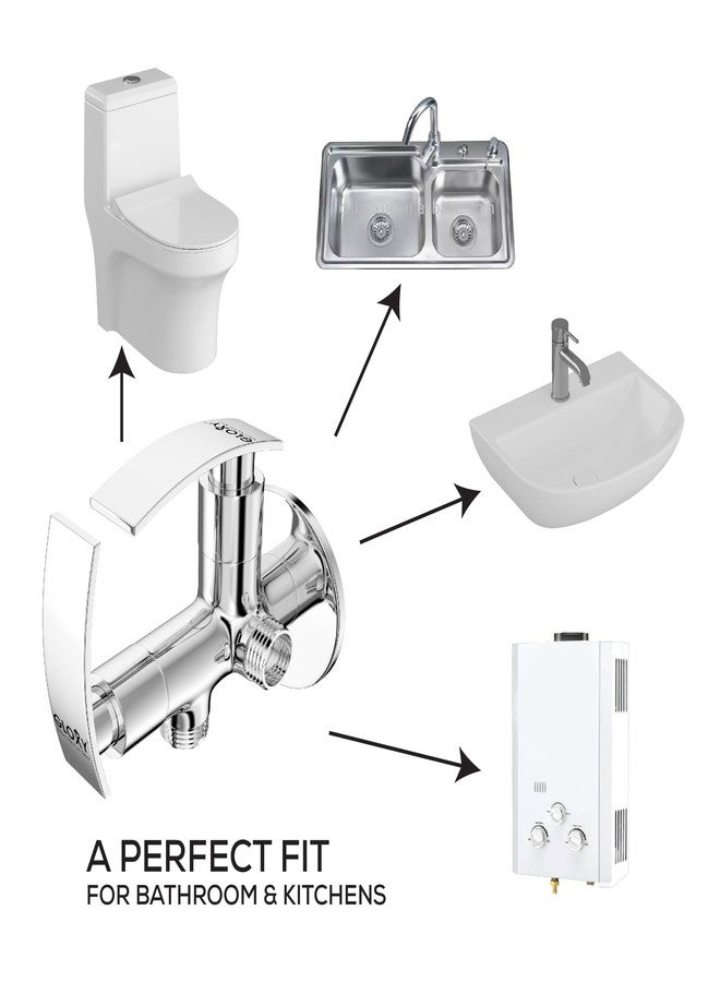 GLOXY Premium 2-in-1 Angle Valve with Chrome Finished Sky Lever - 2 Way Angle Cock with Wall Flange for Bathroom, Wash Basin Taps, Washing Machines - Image 3