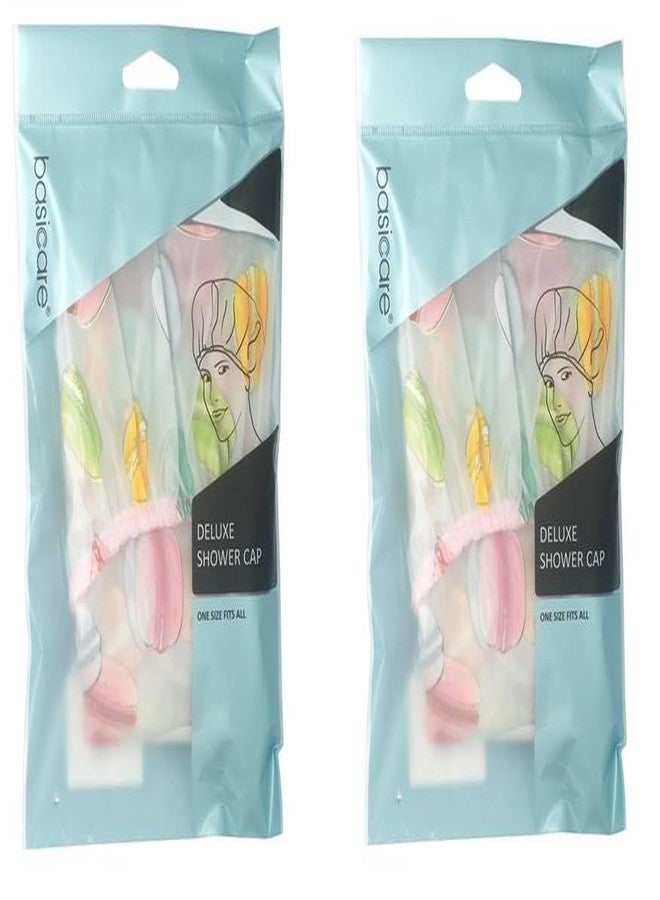 Basicare Printed Elegance: Cool printed Shower Cap Duo (Pack of 2),Stylish Design Water-Resistant Elegance Secure and Comfortable Fit, Durable and Reusable shower bath cap (Pack of 2) - Image 3