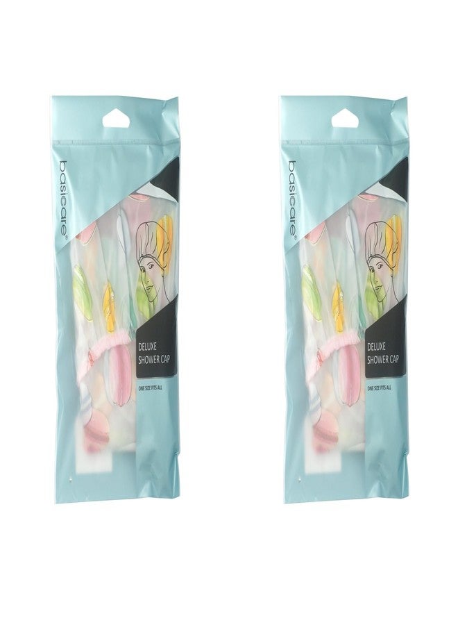 Basicare Printed Elegance: Cool printed Shower Cap Duo (Pack of 2),Stylish Design Water-Resistant Elegance Secure and Comfortable Fit, Durable and Reusable shower bath cap (Pack of 2) - Image 2