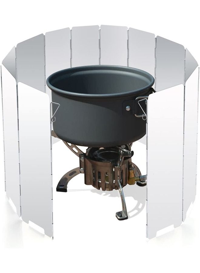 GROIC Folding Camping Stove Windscreen 14 Plates Aluminum Camping Stove Windshield with Carrying Bag Portable for Stove,Gas Stove Outdoor Cooker Butane Burner Wind Shield - Image 2