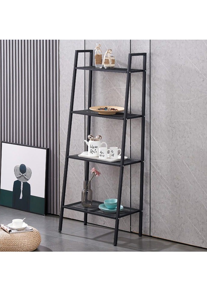 XiuWoo 4-Tier Metal Trapezoidal Shelf Rack, Plant Flower Display Stand, Freestanding Home Storage Rack, Multi-layer Bathroom Storage Shelf, Open Ladder Shelves, Bookcase Bookshelf for Home Office - Image 1