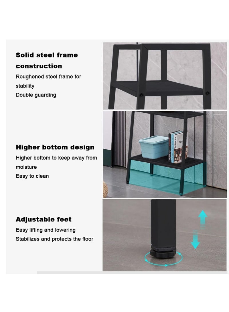 XiuWoo 4-Tier Metal Trapezoidal Shelf Rack, Plant Flower Display Stand, Freestanding Home Storage Rack, Multi-layer Bathroom Storage Shelf, Open Ladder Shelves, Bookcase Bookshelf for Home Office - Image 5