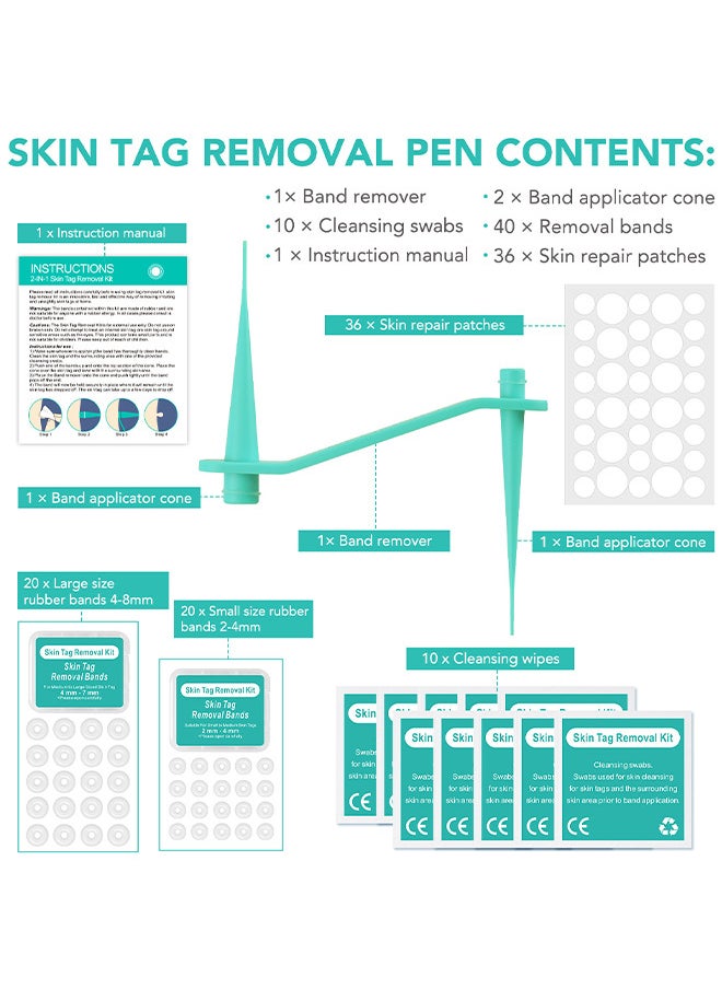 Sefudun - 2 In 1 Skin Tag Removal Tool Kit Painless Easy-Using Device For Small To Large Sized Skin Tag On Face Neck And Body， Double Head Wart Removal Tool Skin Tag Removal Green - Image 1