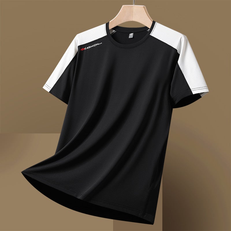 New summer couple Ice Silk quick-drying T-shirt plus size round neck casual T-shirt young and middle-aged couple short-sleeved T-shirt - Image 1