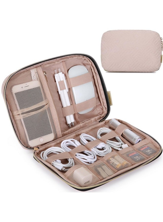 BAGSMART BAGSMART Large Electronics Organizer Travel Case, Travel Essentials, Cord Organizer Travel Cable Organizer Bag, Travel Accessories for Women, Pink - Image 1