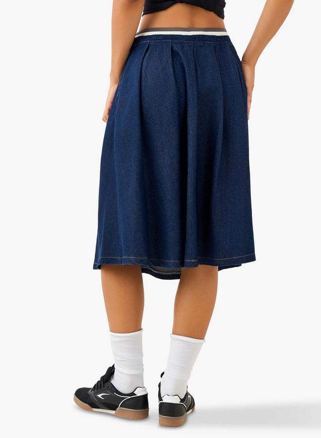 Lee Cooper Pleated Denim Skirt with Drawstring Closure - Image 3