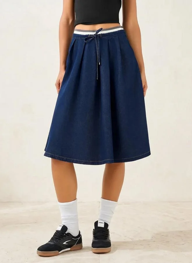 Lee Cooper Lee Cooper Pleated Denim Skirt with Drawstring Closure