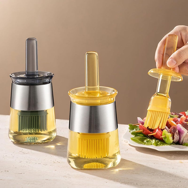 زجاجة توزيع زيت مع فرشاة سيليكون - 9 أونص، أزرق - Image 5